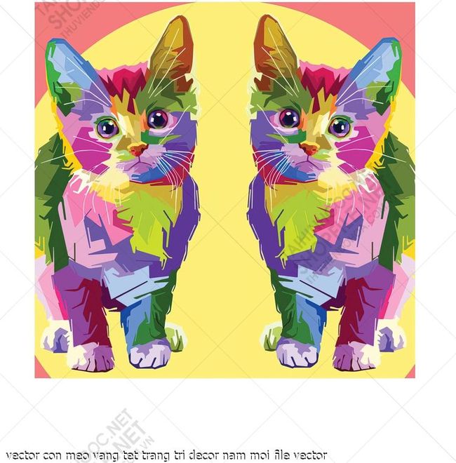 vector con meo vang tet trang tri decor nam moi file vector